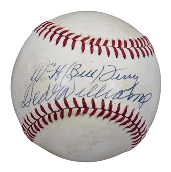Ted Williams & Bill Terry Dual Signed OAL MacPhail Baseball (Doerr Family LOA & PSA/DNA PreCert)